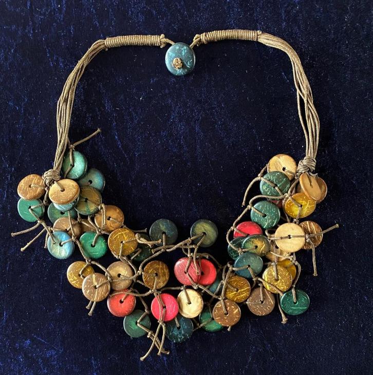 ketting houtnaturelook/leer, Sieraden, Tassen en Uiterlijk, Kettingen, Nieuw, Overige materialen, Ophalen of Verzenden