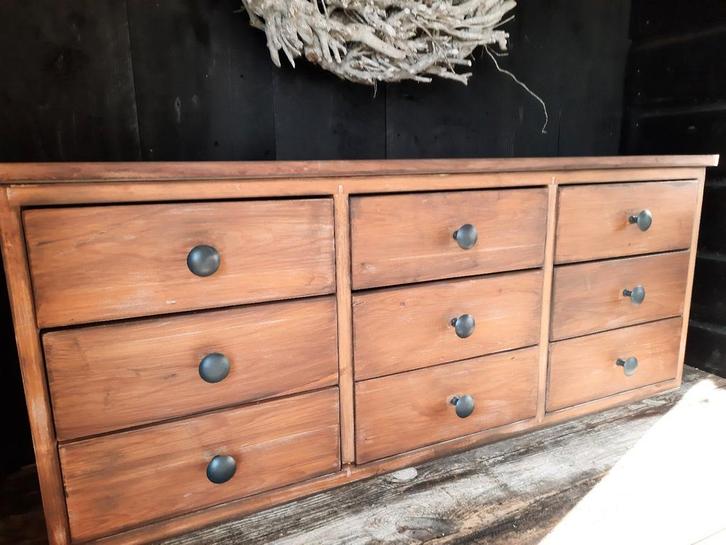 Vintage ladenkastje klein kastje met lades stoer sober, Huis en Inrichting, Kasten | Ladekasten, Minder dan 100 cm, 50 tot 100 cm