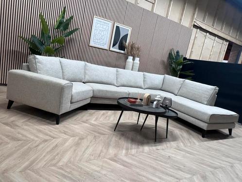 ZGAN Royale Linoza U-Bank / Hoekbank - Grijs - 391cm, Huis en Inrichting, Banken | Bankstellen, Zo goed als nieuw, Hoekbank, Vierpersoons of meer