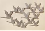 Grote metalen wanddecoratie een groep vliegende ganzen, Ophalen of Verzenden