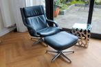 Artifort F140 fauteuil blauw leer in perfecte staat, Huis en Inrichting, Fauteuils, Ophalen, Mid century modern, 75 tot 100 cm