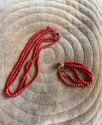 Bloedkoralen ketting en armband, Sieraden, Tassen en Uiterlijk, Ophalen of Verzenden, Goud, Ketting