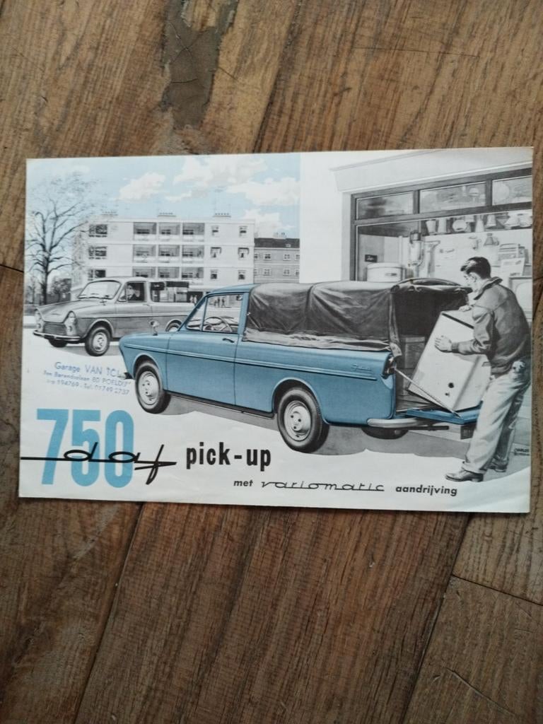 DAF 750 Pick-Up Folder - 1960 - Nederlands, Ophalen of Verzenden, Zo goed als nieuw, Overige merken, DAF