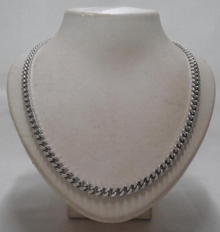 Zilveren gourmet schakel ketting nr.526, Sieraden, Tassen en Uiterlijk, Kettingen, Zo goed als nieuw, Zilver, Zilver, Verzenden