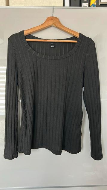 Zwangerschapsshirt zwart ribpatroon - SHEIN maat L (40/42) beschikbaar voor biedingen