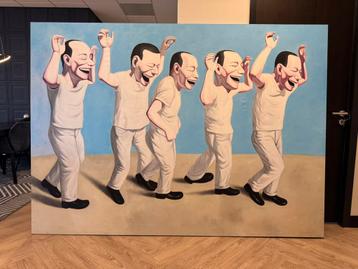 Groot Schilderij - In de stijl van Yue Minjun 180x250 beschikbaar voor biedingen