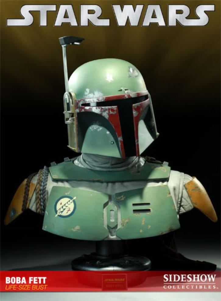 Star Wars Sideshow Boba Fett Life Size Bust signed by Jeremy, Verzamelen, Star Wars, Zo goed als nieuw, Beeldje of Buste, Ophalen