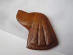 GERESERVEERD K Broche hondenkop houtsnijwerk (retriever), Verzenden, Zo goed als nieuw, Overige materialen