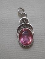 Zilveren antieke hanger met roze steen nr.275, Verzenden, Zilver, Hanger