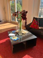 Mooie zwarte salontafel, Gebruikt, Vierkant, Glas, Minder dan 50 cm