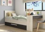 Shipley 1-persoonsbed met bureau en slaaplade - Antraciet/wi, Kinderen en Baby's, Kinderkamer | Bedden