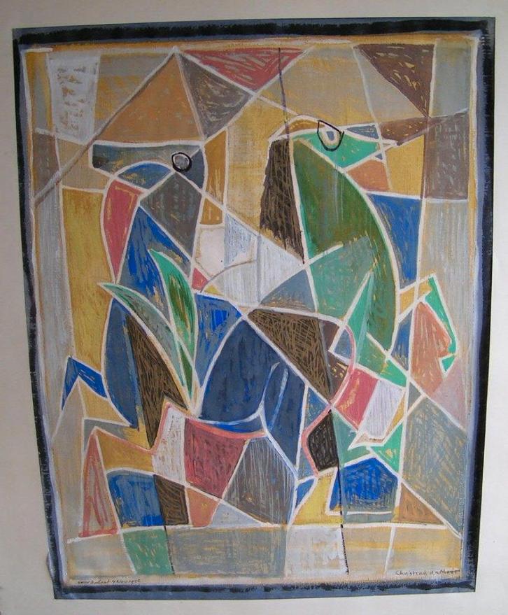 Christiaan de Moor "Haan" nieuwe haagse school 1956 (Acryl), Antiek en Kunst, Kunst | Tekeningen en Foto's, Ophalen of Verzenden