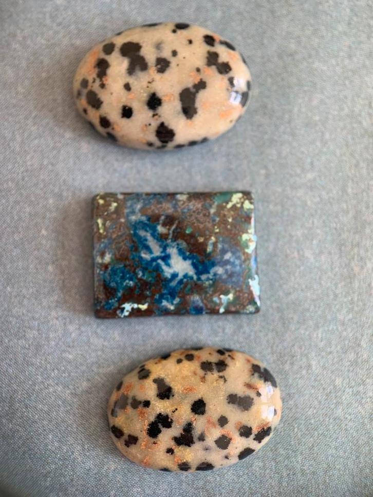 Dalmatier jaspis en azuriet cabochons, Sieraden, Tassen en Uiterlijk, Edelstenen, Nieuw, Verzenden