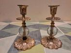 Antieke Messing Kristal Kandelaars - Set van 2, Antiek en Kunst, Antiek | Kandelaars, Ophalen of Verzenden, Kristal