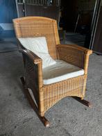 Schommelstoel riet rotan met kussens, Ophalen, Bruin, Landelijk, rustiek, retro, beachhouse, bohemian, Riet of Rotan