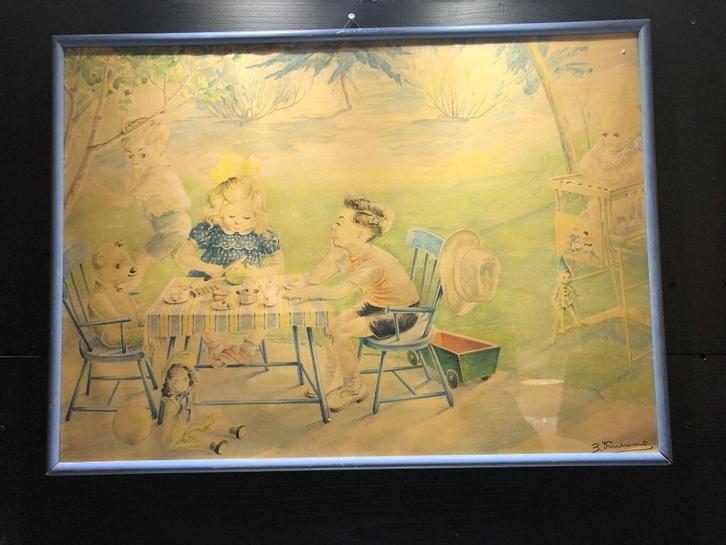 Prachtige Potlood Tekening ''Kinderen'' Gesigneerd., Antiek en Kunst, Kunst | Overige Kunst, Ophalen of Verzenden