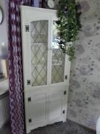 Hoekkast met glas in lood deurtjes, Antiek en Kunst, Ophalen