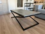 Tafel - grijs eikenhout - Goossens, Huis en Inrichting, Ophalen, 100 tot 150 cm, Eikenhout, 50 tot 100 cm