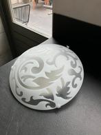 Plafonnière met tekening, Huis en Inrichting, Lampen | Plafondlampen, Ophalen, Gebruikt, Glas, Barok