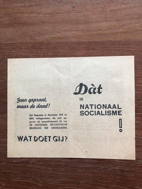 NSB. Propaganda. Geen gepraat, maar de daad., Verzamelen, Militaria | Tweede Wereldoorlog, Boek of Tijdschrift, Nederland, Ophalen of Verzenden