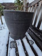 Grote stenen bloempot aardewerk antraciet zeer stevig, Ophalen, Gebruikt, Rond, Aardewerk