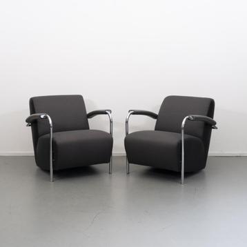 2x Leolux Scylla Antraciet Grijze Stof beschikbaar voor biedingen