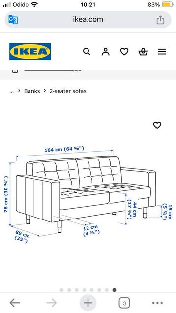 Ikea Landskrona 2-zitsbank blauwgrijs fluweel - afbeelding 5