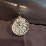 B1042 oude kerstbal zilver deukbal 5,5 cm, Diversen, Kerst, Ophalen of Verzenden, Gebruikt