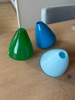 Dutz thumbling vaasjes 3x, Blauw, Ophalen of Verzenden, Minder dan 50 cm, Glas