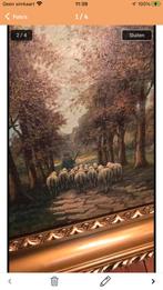 Olieverfschilderij van een herder met zijn schapen., Antiek en Kunst, Kunst | Schilderijen | Klassiek, Ophalen of Verzenden
