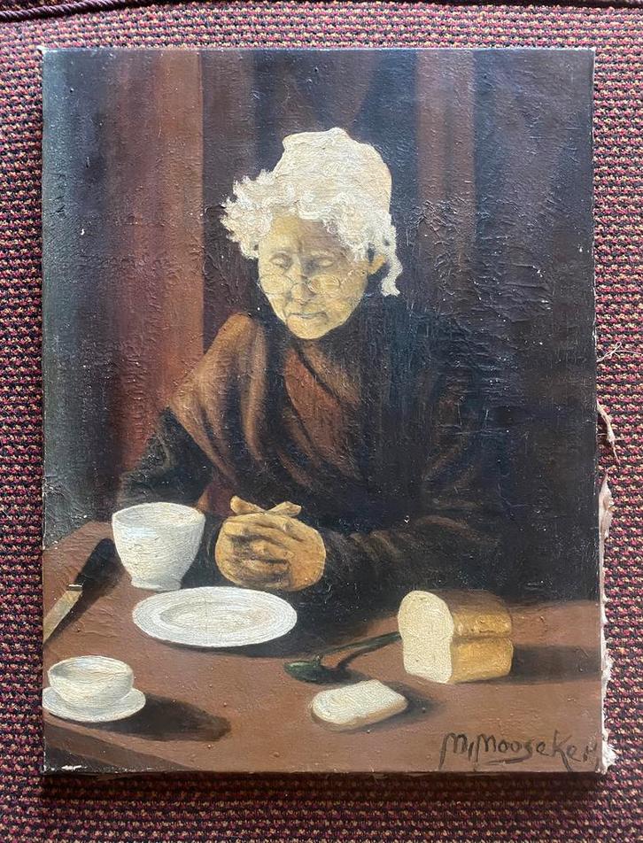 Portret van een biddende oude vrouw, 1942, Antiek en Kunst, Kunst | Schilderijen | Klassiek, Ophalen of Verzenden