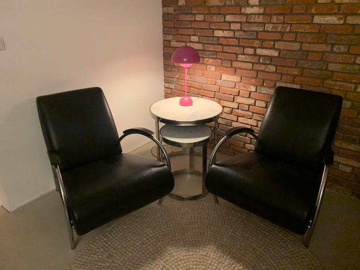 Gelderland 5770 Fauteuil Zwart Leder, Huis en Inrichting, Fauteuils, Gebruikt, 50 tot 75 cm, 75 tot 100 cm, Ophalen