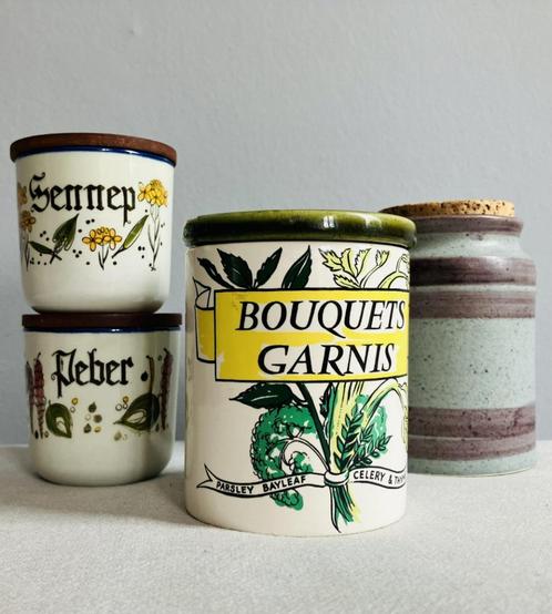Knabstrup Holkham kruidenpotjes seventies handbeschilderd, Antiek en Kunst, Antiek | Keramiek en Aardewerk, Ophalen of Verzenden
