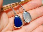 Vanoli dubbele 925 zilveren oorbellen lapislazuli parelmoer, Daiva1973@hotmail.com, Hangers, Vanoli, Blauw