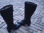 GRATIS VERZENDEN STOERE ZWARTE LEREN VINTAGE LAARZEN MT 35, Hoge laarzen, Verzenden, Zwart, Zo goed als nieuw