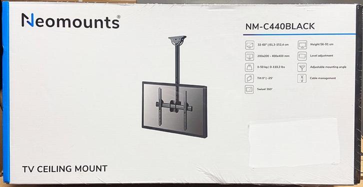 Neomounts NM-C440 BLACK, TV Plafondsteun, Zwart, Audio, Tv en Foto, Televisiebeugels, Nieuw, Ophalen