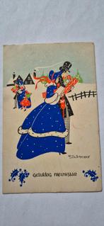 Oude wenskaart met prent Willy Schermelé 1943, Ophalen of Verzenden, 1940 tot 1960, Gelopen, Feest(dag)