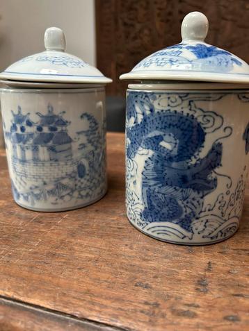 Set (2) Chinese Aziatische thee mokken incl zeef & deksel beschikbaar voor biedingen