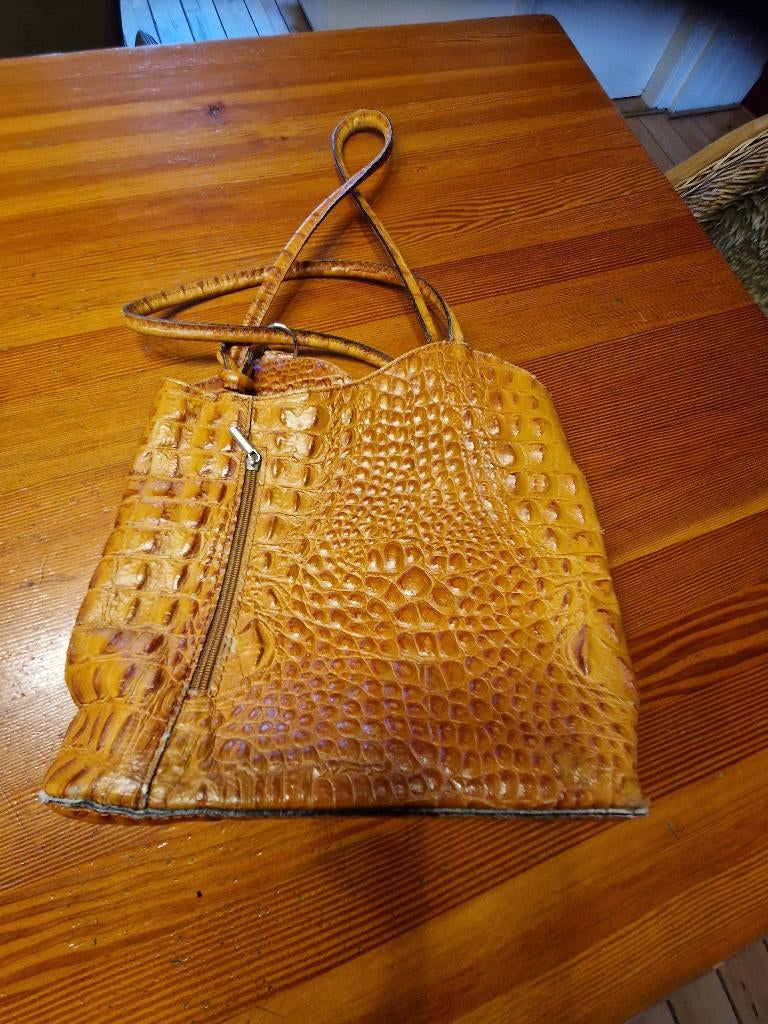 Damestas struisvogelleer cognac, Ophalen of Verzenden, Gebruikt, Bruin, Overige typen