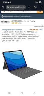 Logitech Combo Touch iPad Pro 12,9" (5e, 6e generatie - 2021, Ophalen of Verzenden, Zo goed als nieuw, 12 inch, Bescherming voor- en achterkant