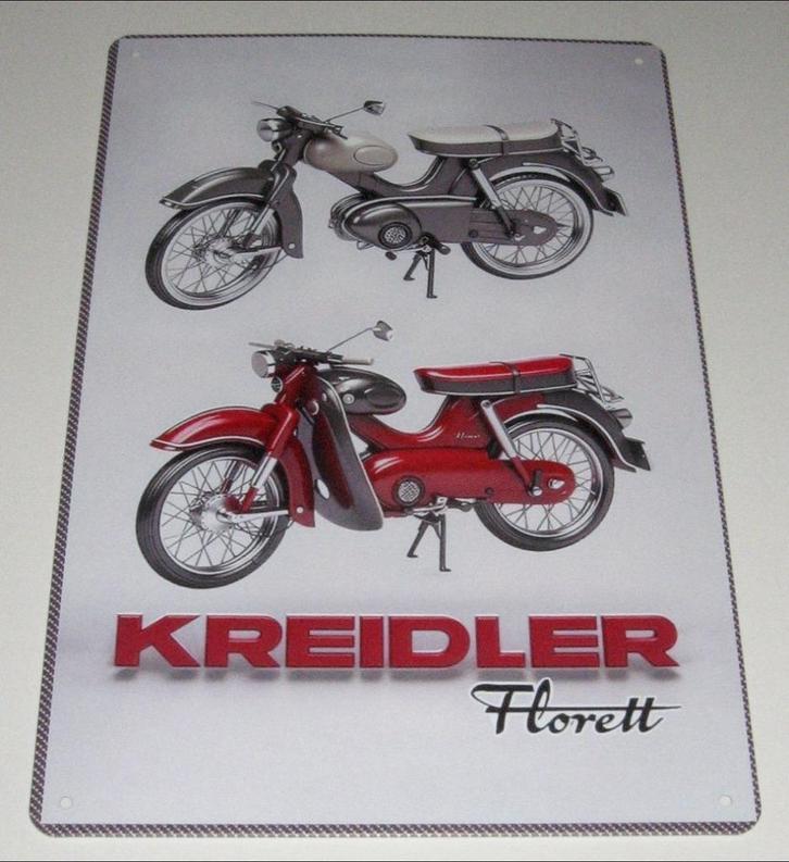 KREIDLER : Metalen Bord Kreidler Brommer - Model Florett, Verzamelen, Merken en Reclamevoorwerpen, Nieuw, Reclamebord, Verzenden