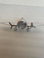 Art Deco Vliegtuig Klok – Jaren ’30 DC-3 Stijl – Aluminium, Ophalen of Verzenden, Zo goed als nieuw, Analoog, Wekker of Tafelklok