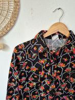 Vintage 70s deadstock puntkraag bloemen blouse S, Kleding | Dames, Blouses en Tunieken, Vintage, Ophalen of Verzenden, Nieuw, Maat 36 (S)