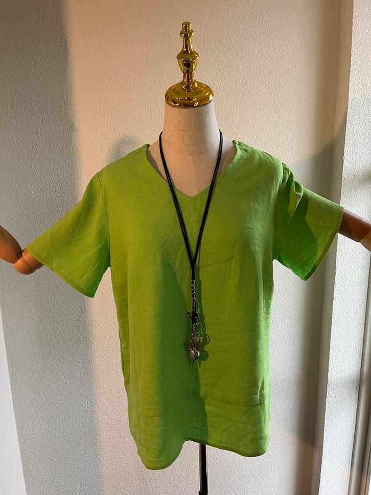 Lime groene damesblouses met korte mouwen van CONCPT, Kleding | Dames, Blouses en Tunieken, Nieuw, Maat 38/40 (M), Groen, Ophalen of Verzenden