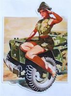 Willy's Jeep Sexy WO2 Pin Up Girl Leger Vinyl Sticker, Nederland, Verzenden