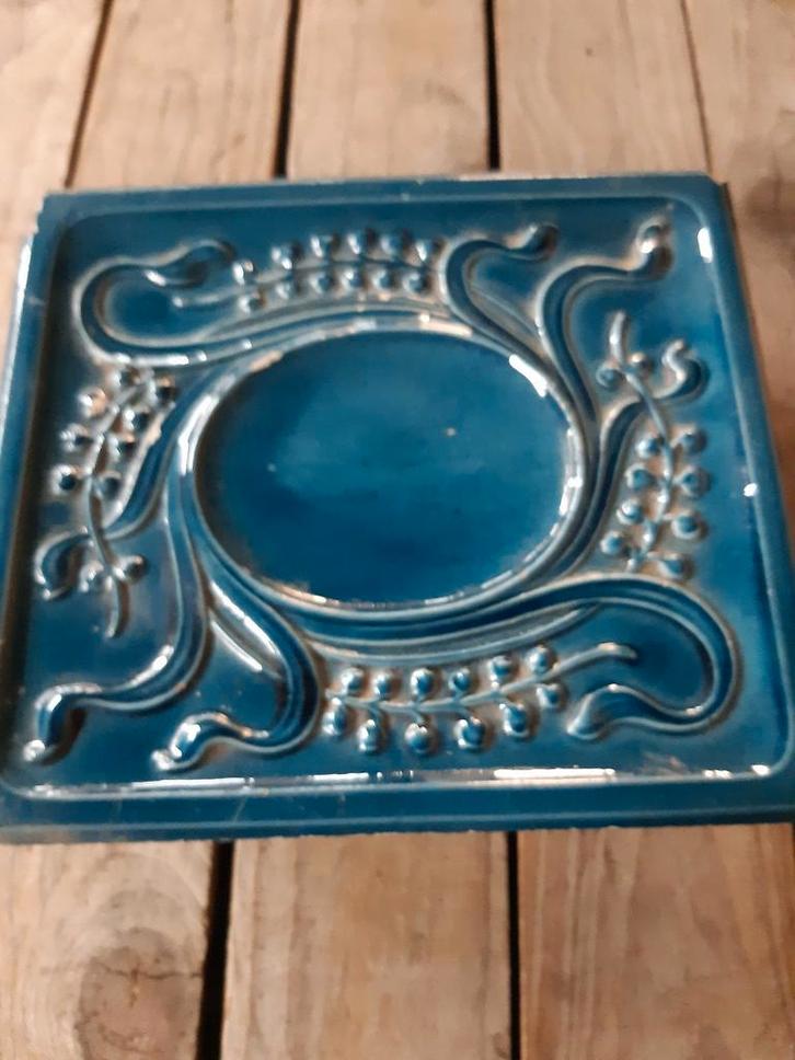 Antieke Duitse Jugendstil kacheltegel, Antiek en Kunst, Antiek | Wandborden en Tegels, Ophalen of Verzenden