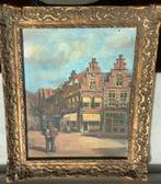 Haarlem, Holland, stad, schilderij, gevel, boekhandel, oud., Ophalen of Verzenden