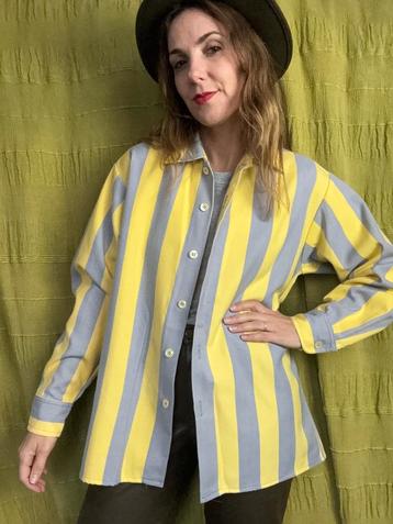 Vintage overhemd / blazer / geel / grijs / 42 / oversized /  beschikbaar voor biedingen