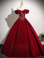Laatste kans! Elegant Red Off-Shoulder Ball Gown – Size L, Kleding | Dames, Trouwkleding en Trouwaccessoires, Verzenden, Nieuw