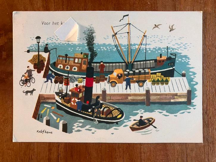 Vintage Prentbriefkaart Haven Tafereel. Voor het Kind., Verzamelen, Ansichtkaarten | Themakaarten, Gelopen, 1960 tot 1980, Kinderen